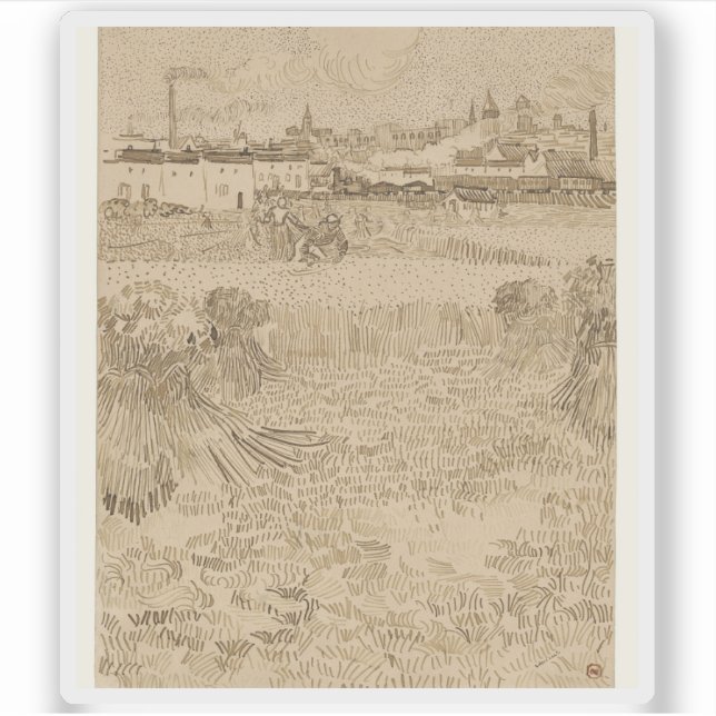 Pegatina Vincent van Gogh - Arles View from the Wheatfields (Anverso)