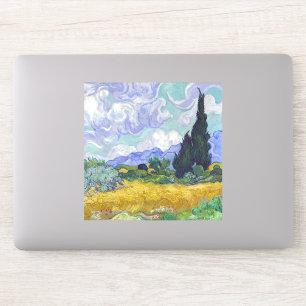 Pegatina Vincent Van Gogh - Campo de trigo con cipreses