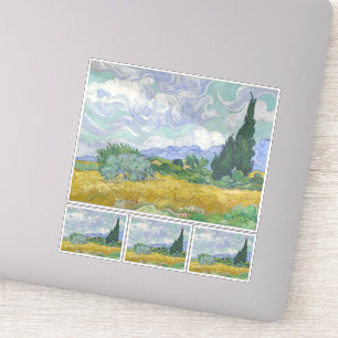 Pegatina Vincent Van Gogh, el campo de trigo con cipreses