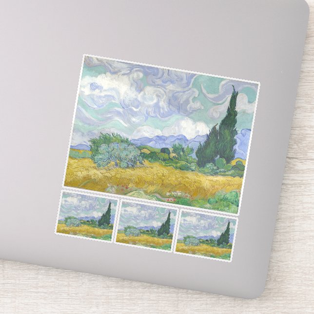 Pegatina Vincent Van Gogh, el campo de trigo con cipreses (Detalle)