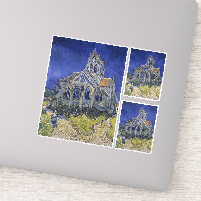 Pegatina Vincent Van Gogh, la Iglesia de Auvers (Detalle)