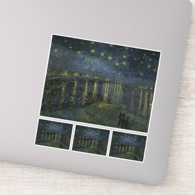 Pegatina Vincent Van Gogh, La noche estrellada sobre el Ród (Detalle)
