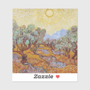 Pegatina Vincent Van Gogh - Olivos con cielo amarillo