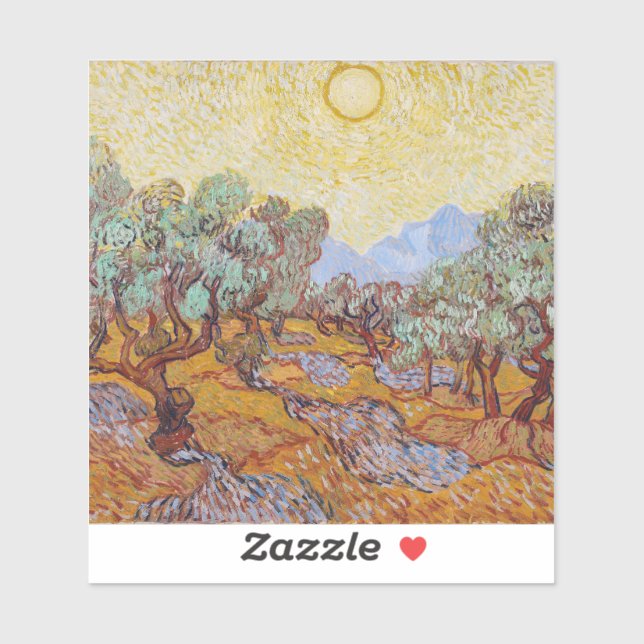 Pegatina Vincent Van Gogh - Olivos con cielo amarillo (Hoja)
