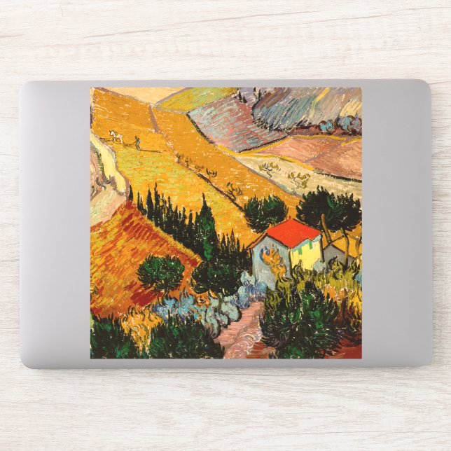 Pegatina Vincent van Gogh - Paisaje, Casa y Payaso (Ordenador)