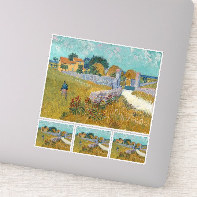 Pegatina Vincent Van Gogh, una granja en Provenza (Detalle)