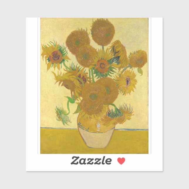 Pegatina Vincent Van Gogh - Vase con quince girasoles (Hoja)
