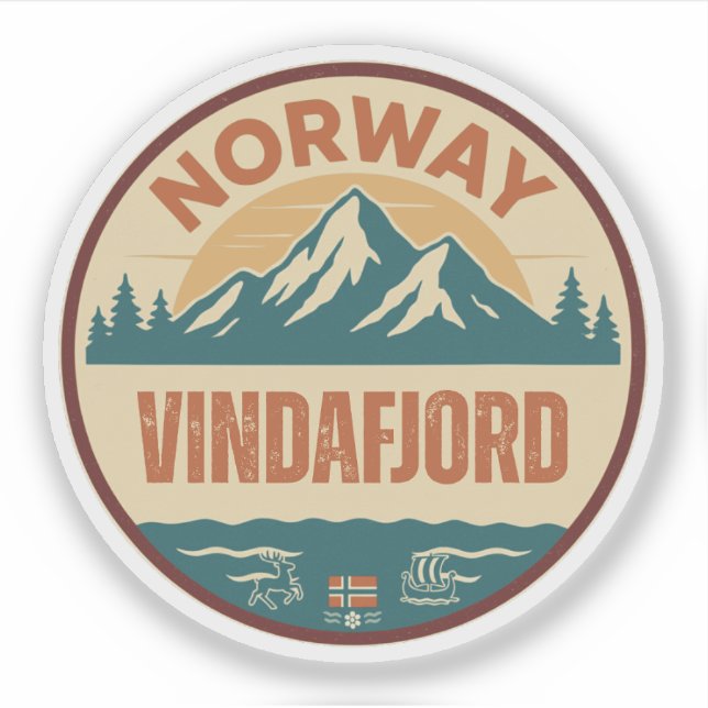 Pegatina Vindafjord, Norge Noruega (Anverso)