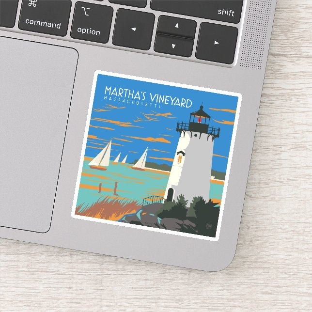 Pegatina Viñedo de Martha, Massachusetts | Faro (Detalle)