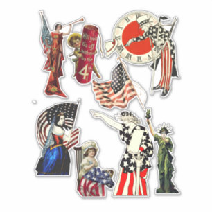 Pegatina Viñeta Patriótica Americana 4 de julio Art Collag