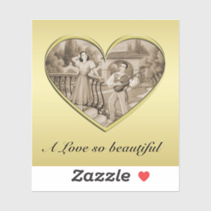 Pegatina Viñeta Romance, hombre y mujer, oro