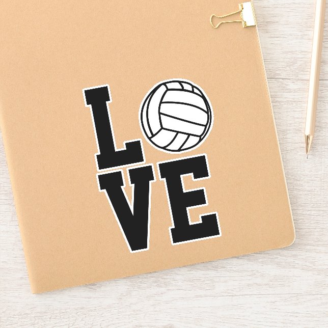 Pegatina Vinil Decal de voleibol de amor negro y blanco (Cuaderno)