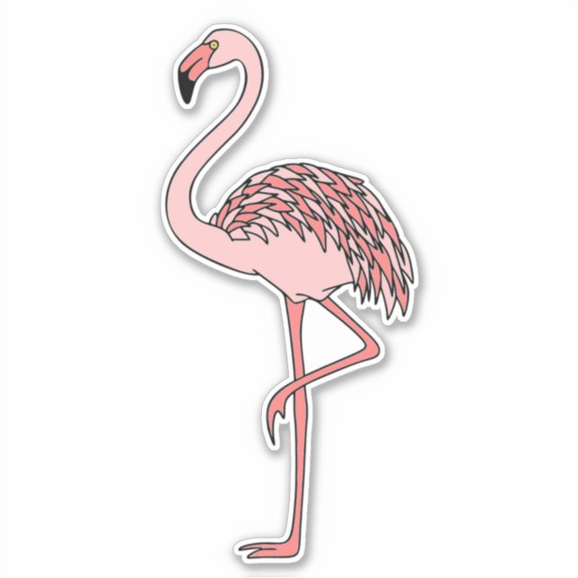 Pegatina vinílico de flamingo rosa (Anverso)