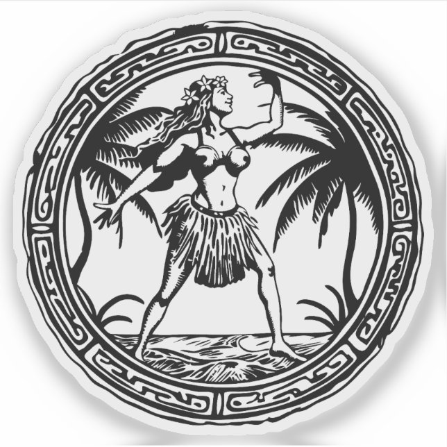 Pegatina vinílico de Hula Dancer (Anverso)