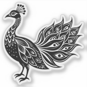Pegatina vinílico de pavo real