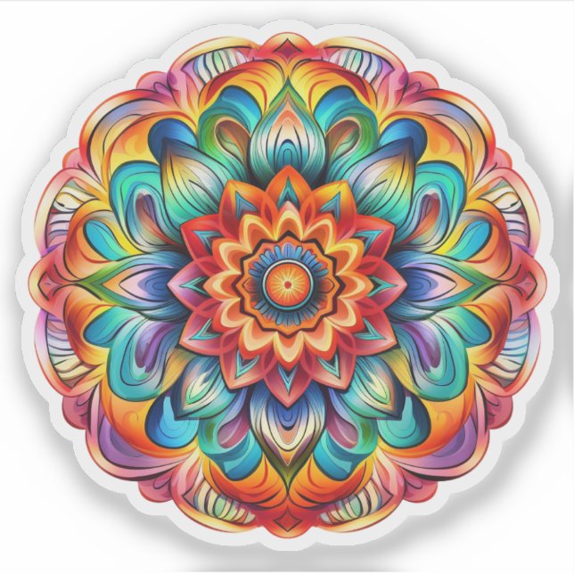 Pegatina vinílico Rainbow Mandala (Anverso)