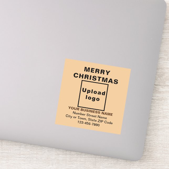 Pegatina Vinilo Cuadrado Marrón de Luces de Navidad Empresa (Detalle)