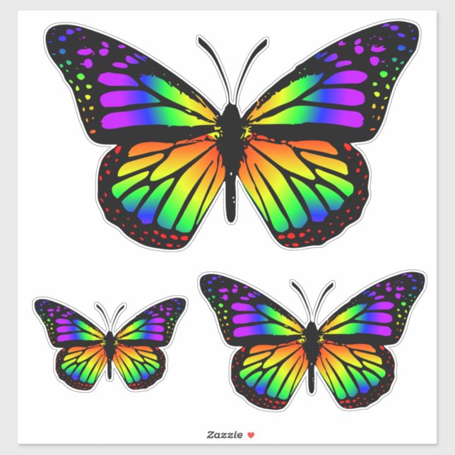 Pegatina Vinilo de mariposa arcoiris psicodélico (Hoja)