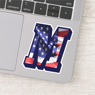 Pegatina Vinilo de Monograma M Bandera Americana Patriótica