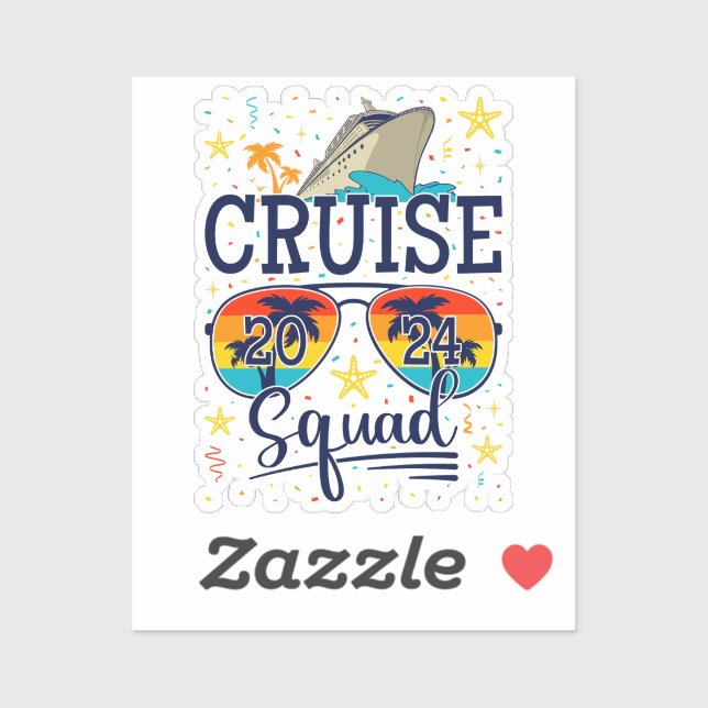 Pegatina Vinilo de vacaciones de crucero Squad 2024 (Hoja)