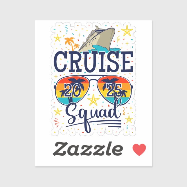 Pegatina Vinilo de vacaciones de crucero Squad 2025 (Hoja)