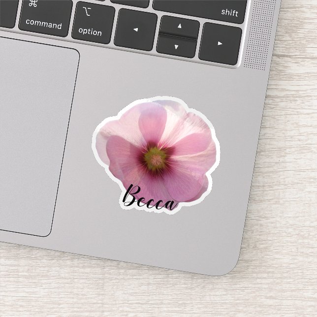 Pegatina Vinilo personalizado de la flor de hollyhock rosa  (Detalle)
