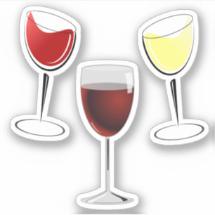 Pegatina Vino Tinto y Vino Blanco