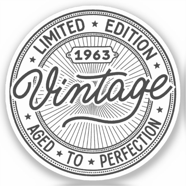 Pegatina Vintage 1963 Cumpleaños (Anverso)