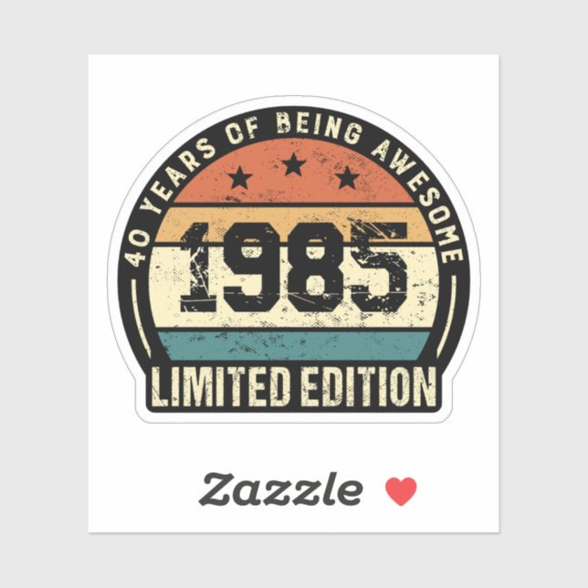 Pegatina Vintage 1985 Retro 40th Birthday Anniversary  (Hoja)