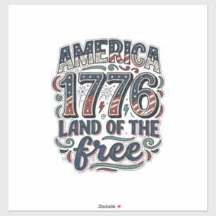 Pegatina Vintage América 1776 Tierra de la Libertad Diseño