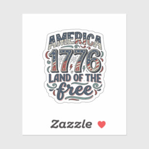 Pegatina Vintage América 1776 Tierra de la Libertad Diseño