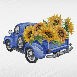 Pegatina Vintage Blue Truck Sunflowers