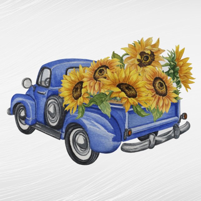 Pegatina Vintage Blue Truck Sunflowers (Subido por el creador)