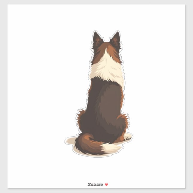 Pegatina Vintage Border Collie From Behind Dog Illustration (Hoja)