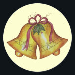 Pegatina Vintage Christmas Bells<br><div class="desc">El diseño es de arte original.</div>