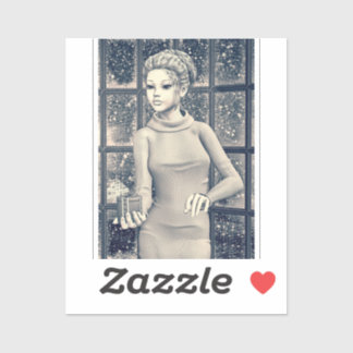 Pegatina Vintage Christmas Girl - Beautiful Holiday Present