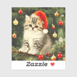 Pegatina Vintage Christmas Kitten