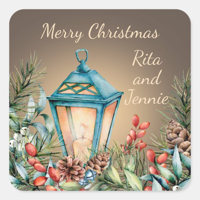 Pegatina Vintage Christmas Lantern (Anverso)