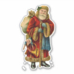 Pegatina Vintage Christmas Old World Santa Claus<br><div class="desc">Vinil decal / pegatina de contorno con un viejo Navidad vintage Santa Claus. El clásico santa del viejo mundo, con su famoso abrigo rojo y llevando una bolsa llena de juguetes. Este Santa de la vieja usanza es delgado y tiene un bastón para caminar por la tierra regalando juguetes a...</div>