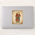 Pegatina Vintage Christmas Old World Santa Claus<br><div class="desc">Vinil decal / pegatina de contorno con un viejo Navidad vintage Santa Claus. El clásico santa del viejo mundo, con su famoso abrigo rojo y llevando una bolsa llena de juguetes. Este Santa de la vieja usanza es delgado y tiene un bastón para caminar por la tierra regalando juguetes a...</div>