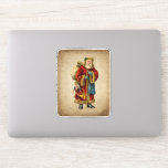 Pegatina Vintage Christmas Old World Santa Claus<br><div class="desc">Vinil decal / pegatina de contorno con un viejo Navidad vintage Santa Claus. El clásico santa del viejo mundo, con su famoso abrigo rojo y llevando una bolsa llena de juguetes. Este Santa de la vieja usanza es delgado y tiene un bastón para caminar por la tierra regalando juguetes a...</div>