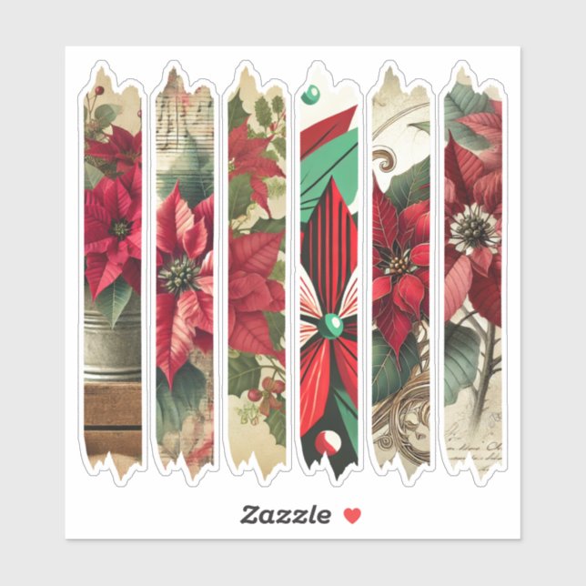 Pegatina Vintage Christmas Poinsettia Washi Tape Scrapbook (Hoja)