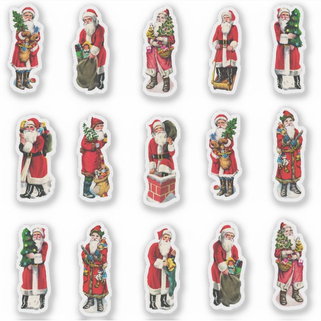 Pegatina Vintage Christmas Santa Envelope Seals Set (Anverso)
