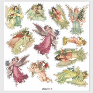 Pegatina Vintage Christmas, Victorian Angels