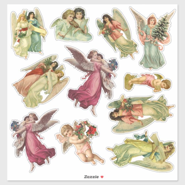 Pegatina Vintage Christmas, Victorian Angels (Hoja)