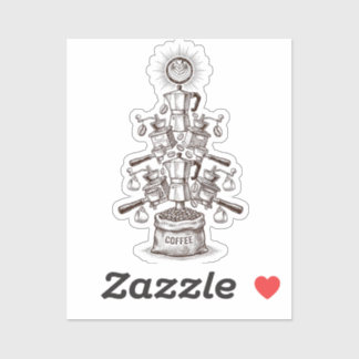 Pegatina Vintage Coffee Tree Illustration – Barista Espress