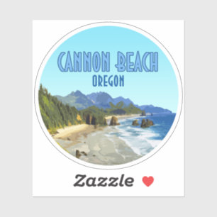 Pegatina Vintage costero de Cannon Beach Oregon