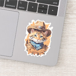 Pegatina Vintage Cowboy Kitten Design