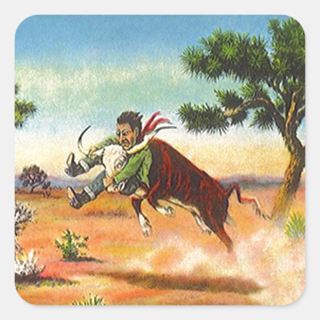 Pegatina Vintage Cowboy Steer Wrangler Rodeo Sport (Anverso)