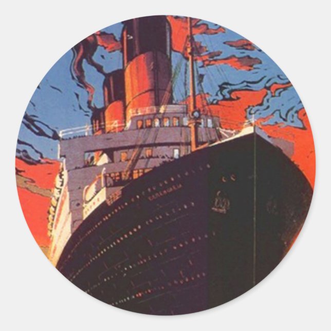 Pegatina Vintage Cruise Ship Vacation Travel Promo (Anverso)